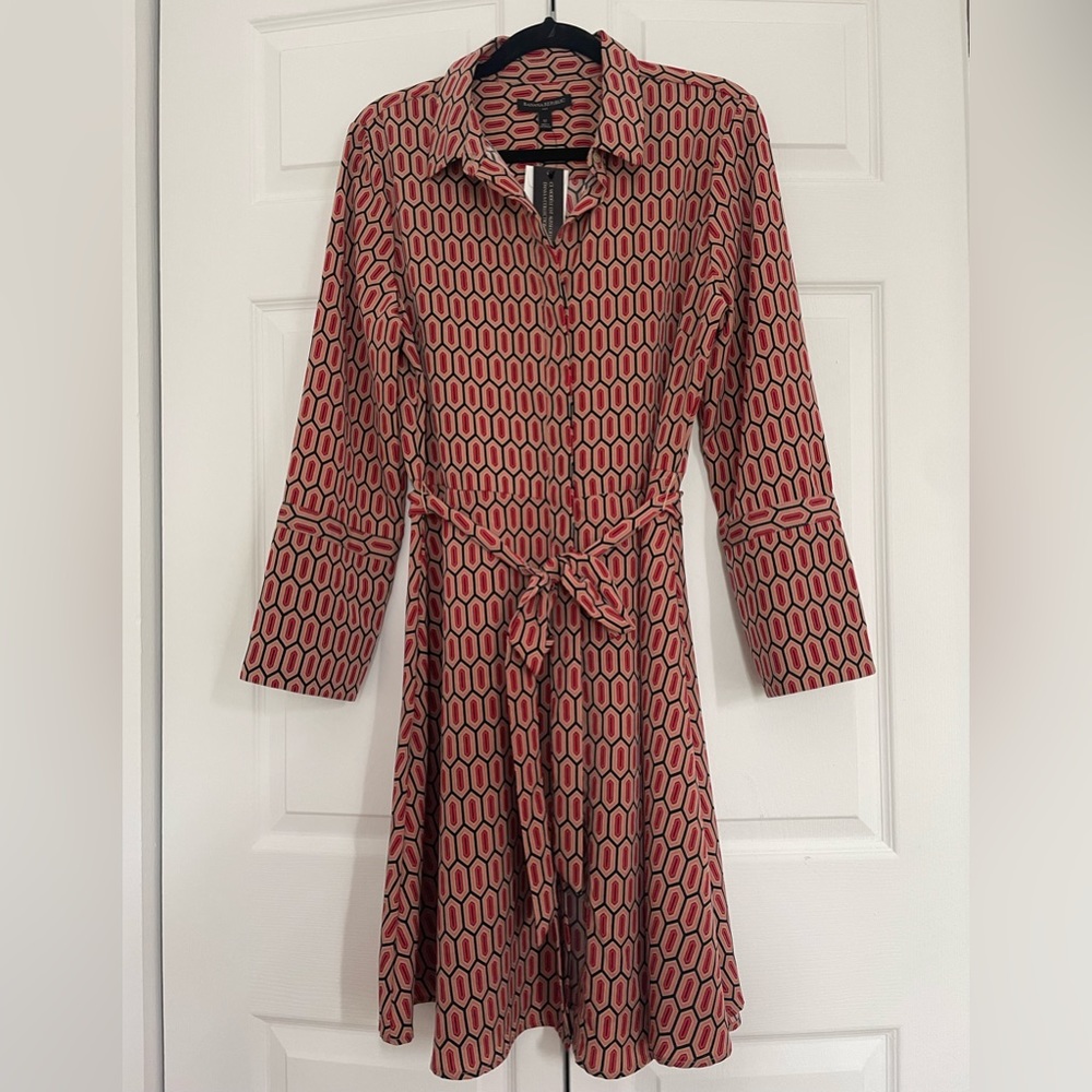 Banana Republic geometric mini collared dress with 3/4 sleeves, Size 12